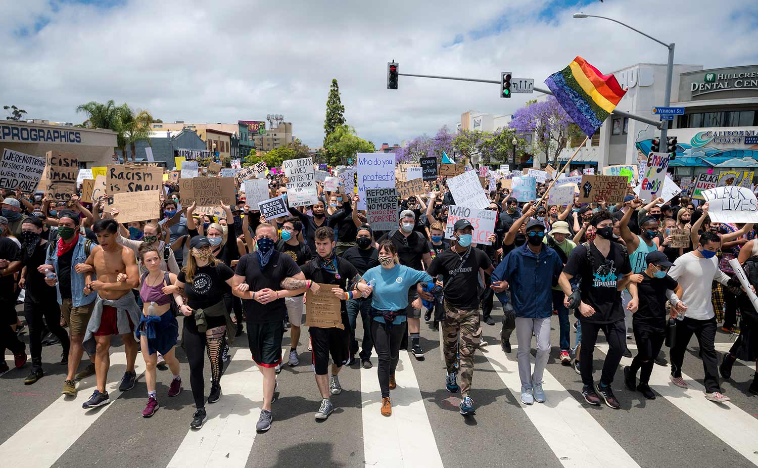 student marching in protest