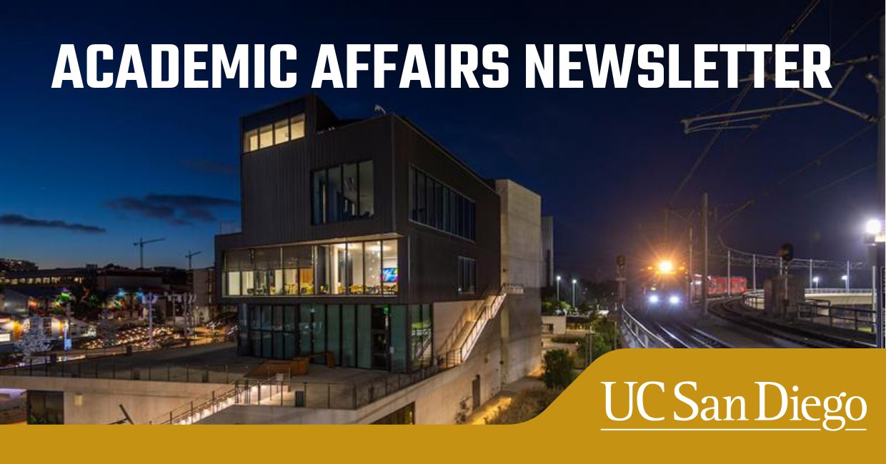 Header for the Academic Affairs Newsletter featuring an image of the Design and Innovation Building.